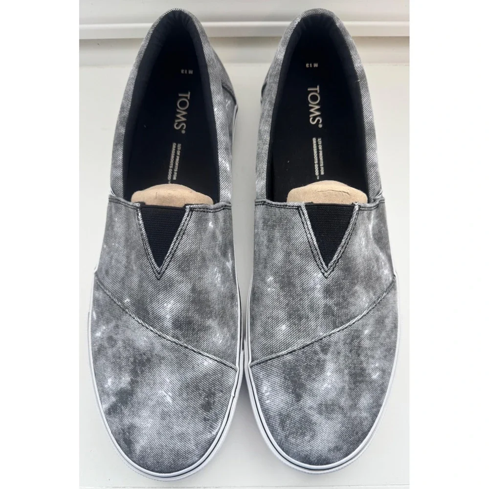 TOMS Slip On Alpargata Fenix Gray Wash Canvas Comfort‎ Loafers Mens Size 13 $60